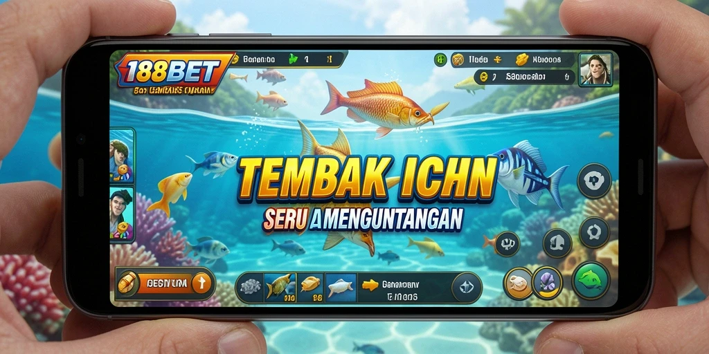 Gameplay seru 188BET saat menembak ikan berwarna-warni.
