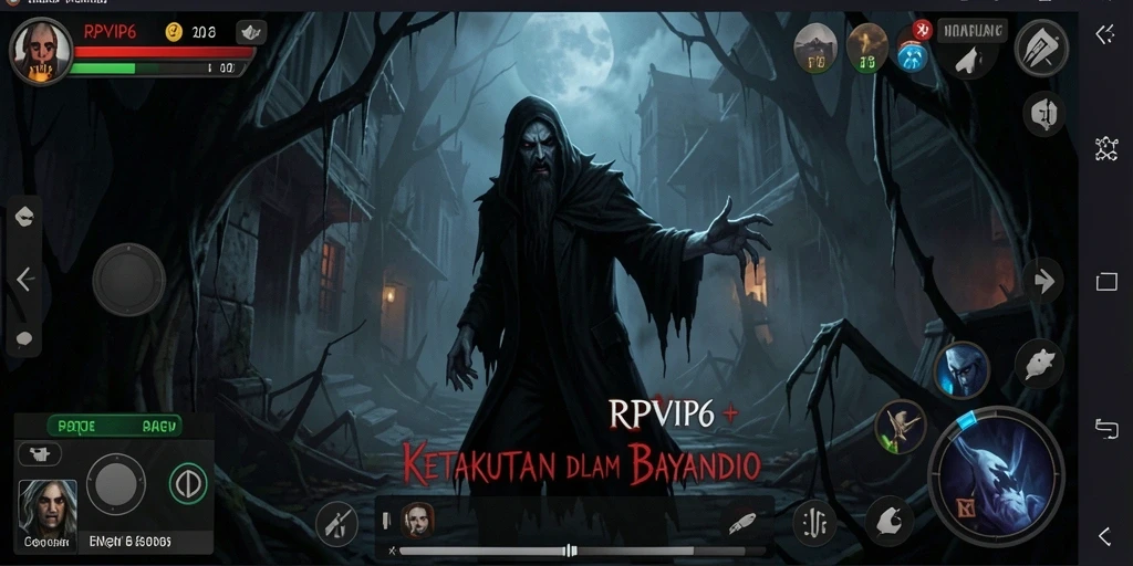 Screenshot utama RPVIP6 menampilkan aksi menegangkan di lingkungan yang angker.