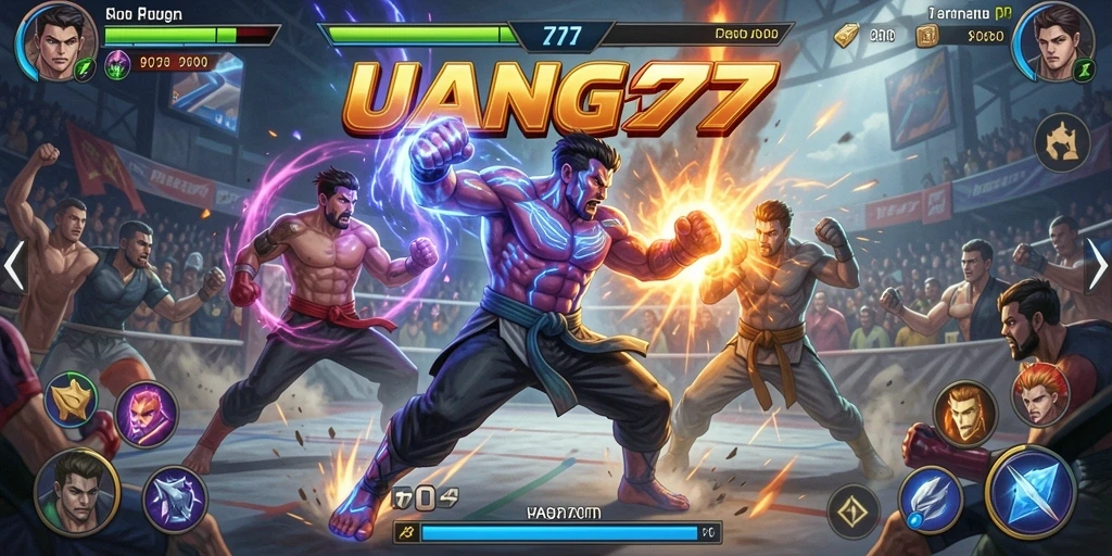 Tangkapan layar dari pertempuran seru di UANG77.